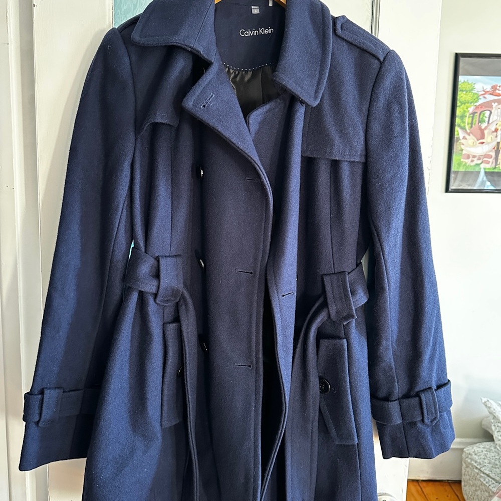 Calvin Klein Navy Blue Trench Coat